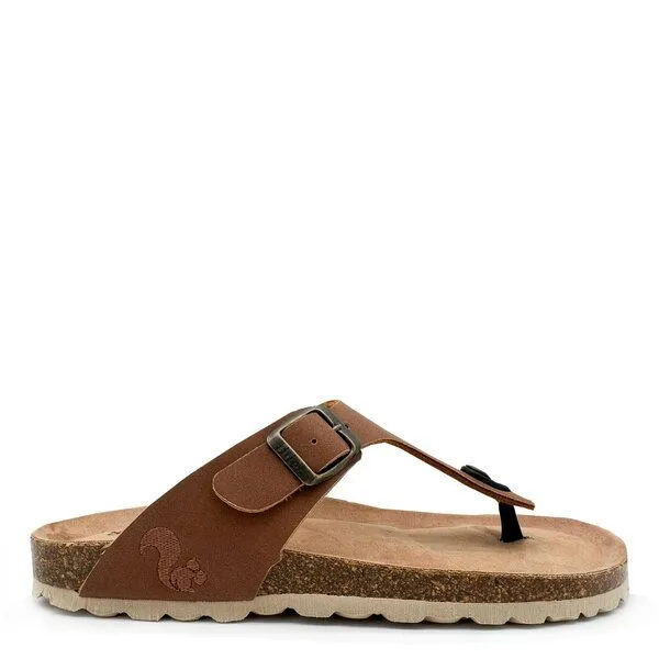 thies Vegane thies ® Eco Bio Thong Sandale aus rec. PET mit Kork-Tieffussbett, Cinnamon, – Produktbild 1 von 4