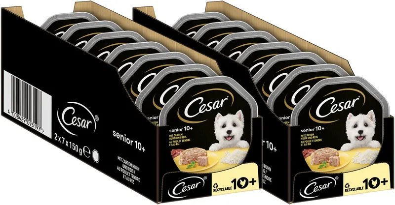 Cesar Cesar CESAR® Schale Senior 10+ mit Huhn und Reis 14 x 150g, Nassfutter für: Hunde – Produktbild 1 von 2