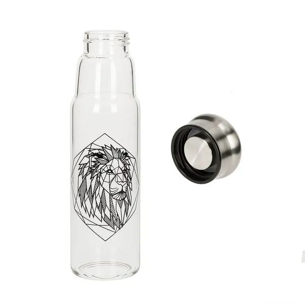 elasto elasto Glasflasche 0,55 Liter Trinkflasche Borosilikatglas mit Neoprentasche, Löwe, – Produktbild 3 von 4
