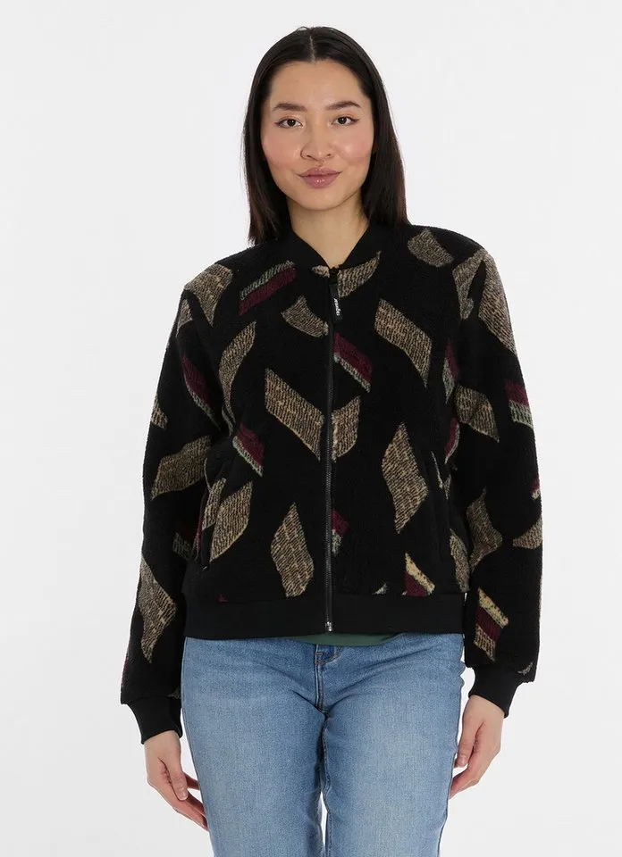 ragwear ragwear Fleecejacke CAIRRO PRINT mit Reißverschluss, aus Kunstfaser und Fleece, Basic Passform, Schwarz, – Produktbild 1 von 5