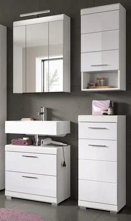 Inn.Furn Hängeschrank Shawn (Badschrank in weiß Hochglanz, 37 x 79 cm) mit 3 Fächern – Produktbild 1 von 1
