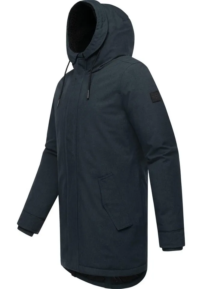 ragwear ragwear Kurzmantel Mr Smithem YOUMODO wasserdichte lange Herren Winterjacke mit Kapuze, Schwarz, – Produktbild 3 von 4