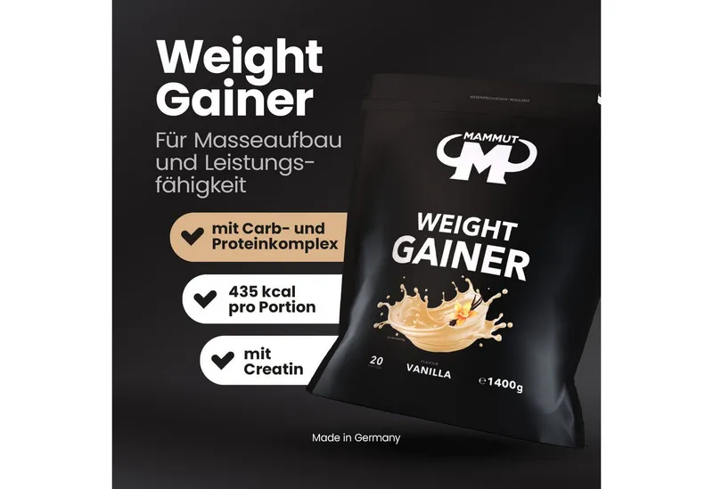 Mammut Nutrition Mammut Nutrition Weight Gainer Crash 5000 - 1400 g Zipp-Beutel Pulver, 1400 g – Produktbild 3 von 5