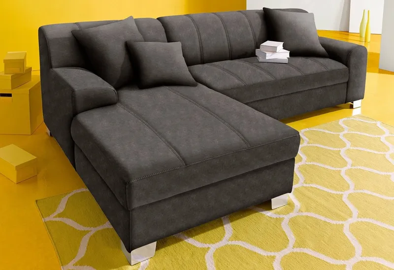 DOMO collection Ecksofa TURAH 239x152 cm, inkl. Zierkissen, moderne Steppung, mit Bettfunktion, Schlafsofa, Unser Dauertiefpreis, Grau, – Produktbild 6 von 8