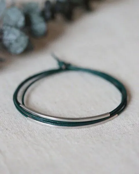 pikfine pikfine Tube Armband “Tingval” silber, Tannengrün, – Produktbild 1 von 4