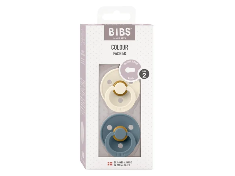 BIBS BIBS Schnuller Naturlatex "Colour" 2er Pack kirschförmig 6-18 Monate, Natur, blau, – Produktbild 2 von 2