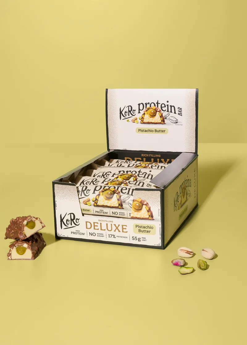KoRo Protein Bar Deluxe Pistachio Butter | 12 x 55 g – Produktbild 2 von 5
