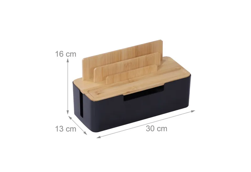 RELAXDAYS RELAXDAYS Kabelbox mit Handyhalter, (7-tlg), Braun|schwarz, – Produktbild 4 von 5