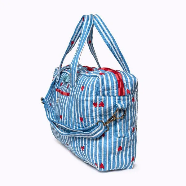 KIKOONI KIKOONI handgefertigte große Reisetasche TRAVELER BAG, "love edition" blue, – Produktbild 3 von 4