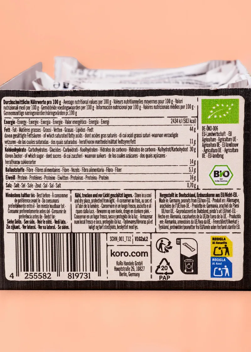KoRo Bio Erdnussschnitte mit Meersalz | 12 x 22 g – Produktbild 5 von 5