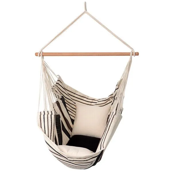 MacaMex MacaMex Relaxa Hängestuhl aus recycelter Baumwolle, Cafe (braun-beige), – Produktbild 1 von 4