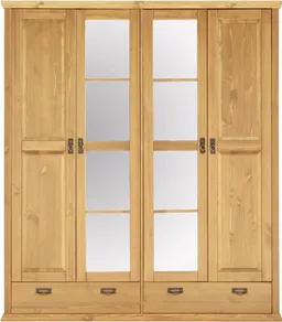 OTTO home Kleiderschrank Madrid (3 Breiten: 90/164/245 cm H/T ca.190/59 cm) aus massiver Kiefer, in 3 Breiten mit Spiegeltüren – Produktbild 1 von 1