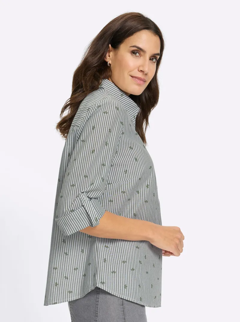 Witt Baumwollbluse khaki-gestreift, Khaki-gestreift, – Produktbild 2 von 2