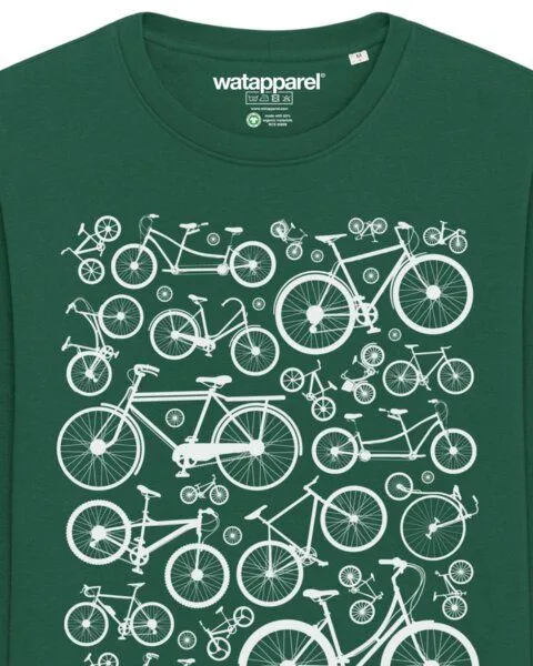 watapparel watapparel Sweatshirt Unisex Fahrräder, Bottle green, – Produktbild 3 von 3