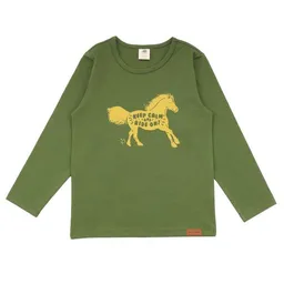 Walkiddy Walkiddy Bio-Baumwolle Langarm-Shirt Shire Horses in Grün - Nachhaltige, Allergikerfreundliche & Tierschutz-bewusste Mode – GOTS zertifiziert – Produktbild 1 von 1