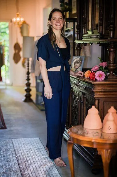 YogiLiebe YogiLiebe Wickelshirt „Ananda“ aus Bio-Baumwolle – beidseitig tragbar & nachhaltig gefertigt, Navy blue, – Produktbild 3 von 4