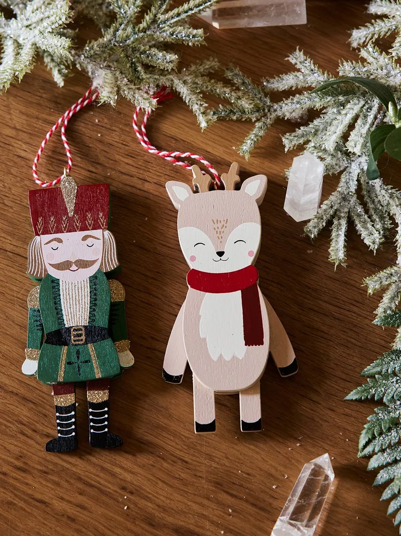 Vertbaudet 2er-Set weihnachtliche Dekofiguren aus Holz NUSSKNACKER, Grün, – Produktbild 1 von 3