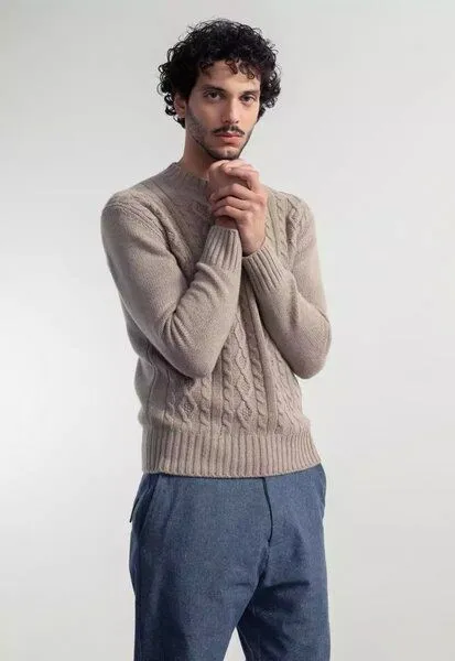 Rifò - Circular Fashion Made in Italy Rifò - Circular Fashion Made in Italy Wollpullover aus recyctelter Wolle Modell: Amos, Beige sabbia (beige), – Produktbild 1 von 4
