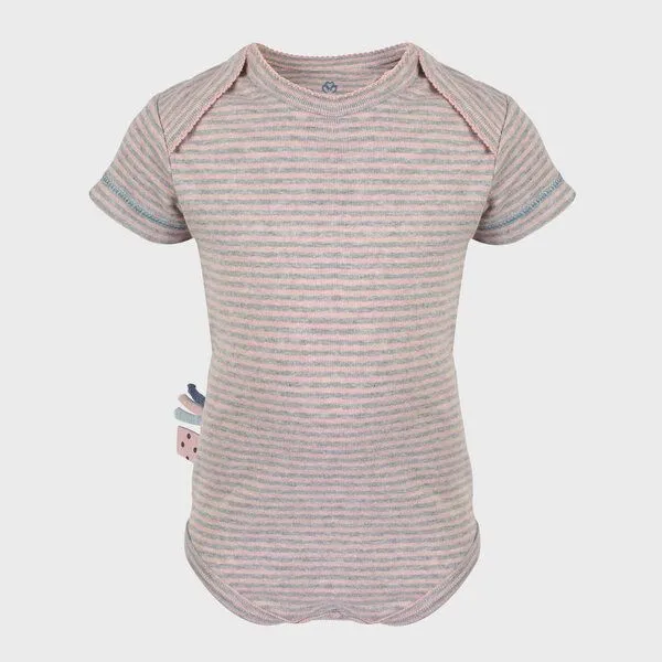 OrganicEra Baby S/S Kurzarm Bodysuit Gestreift 'OrganicEra' aus Bio-Baumwolle, Rose melange (rose), – Produktbild 2 von 4