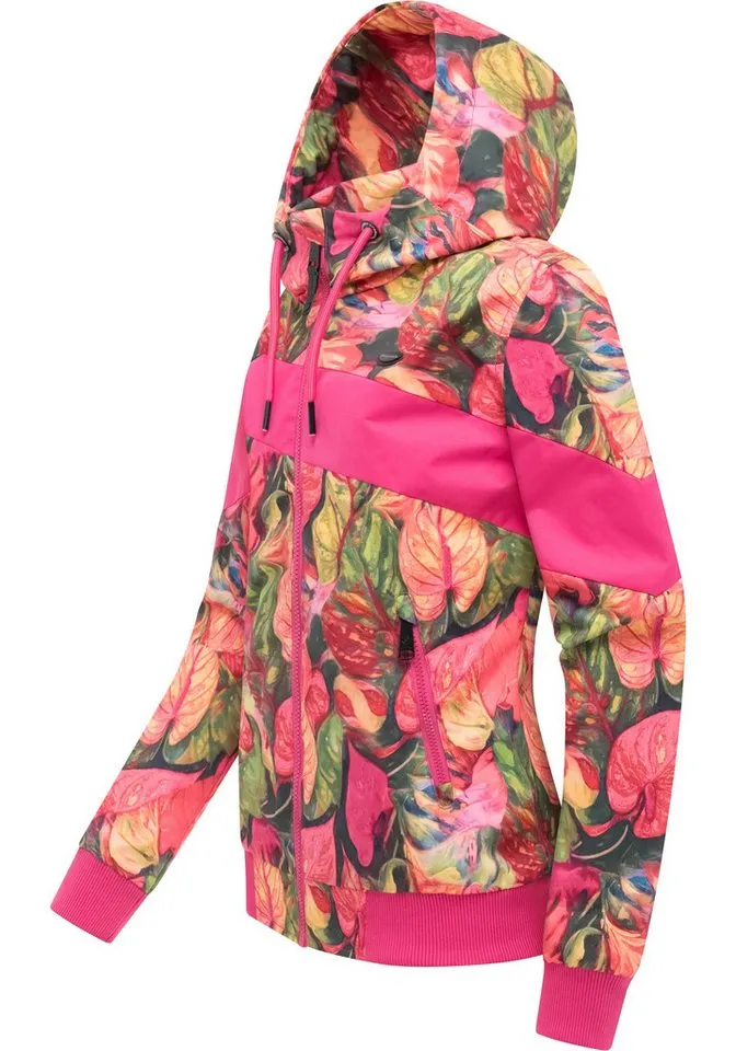 ragwear ragwear Outdoorjacke Nuggie Block Flower modische Damen Freizeitjacke mit floralem Print, Bunt, – Produktbild 3 von 5