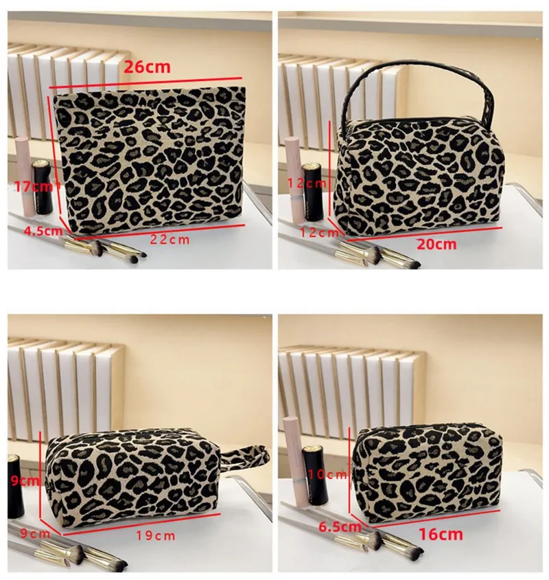Agger Kulturbeutel Kosmetiktasche für Damen,Make-up-Tasche, tragbare (4-tlg), tragbare Kosmetiktasche mit Leopardenmuster,Waschbeutel, Beautycase – Produktbild 2 von 5
