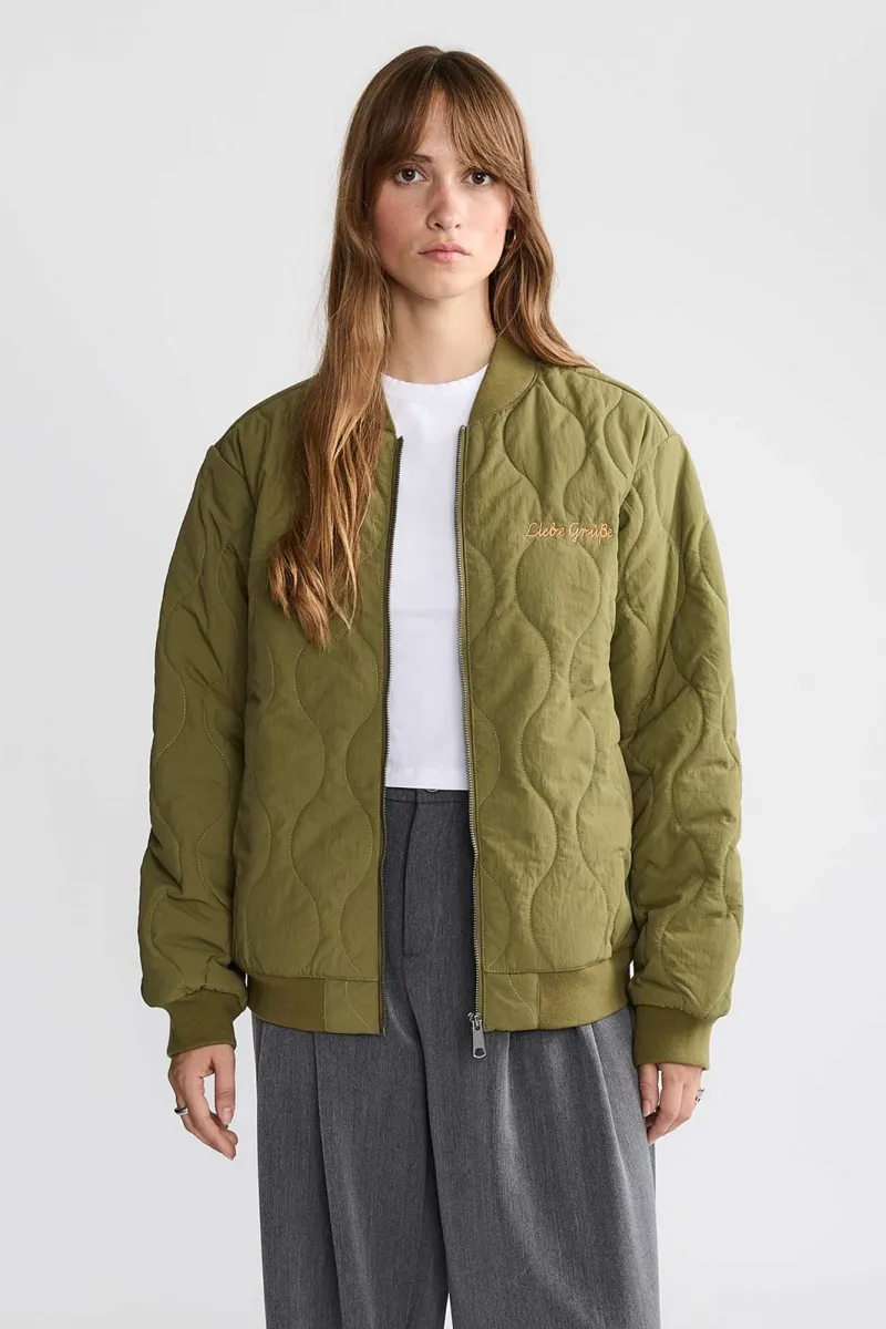 Yahmo Yahmo Damen vegan Jacke Bomber Quilted Trudi Olive, Olivgrün, – Produktbild 2 von 2