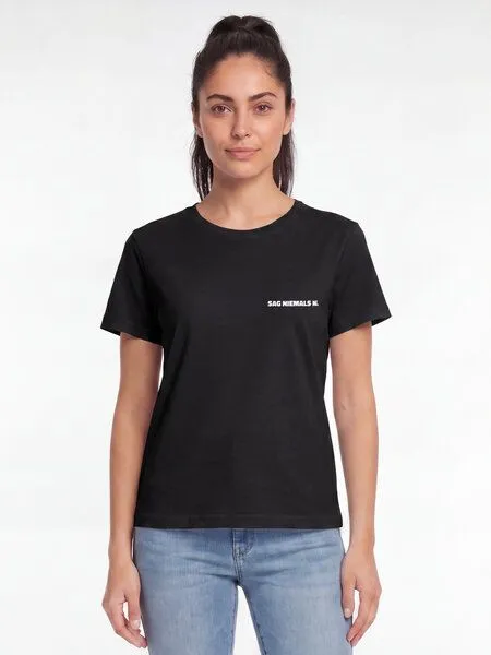 watapparel watapparel T-Shirt Frauen Sag niemals nie, Black, – Produktbild 2 von 2