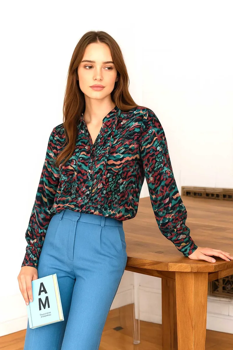 WiDDA WiDDA Damen vegan Bluse Banda Graphic Print Mehrfarbig, Mehrfarbig, – Produktbild 2 von 2