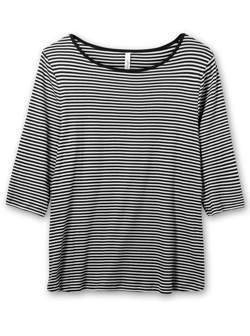 sheego Ringelshirt schwarz, Schwarz, – Produktbild 1 von 2