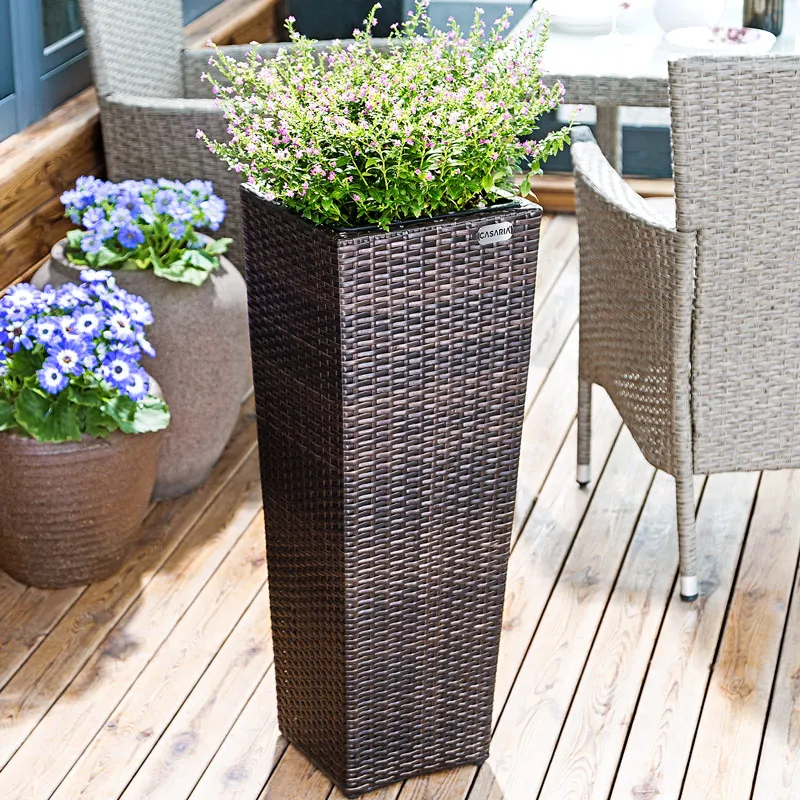 Casaria® Polyrattan Blumentopf 3er-Set Braun, Braun, – Produktbild 2 von 2
