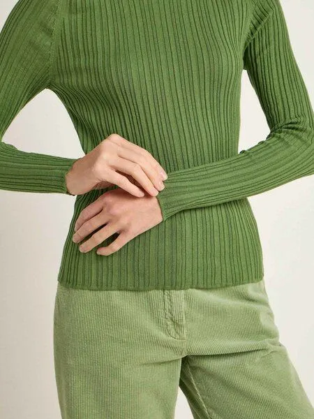 LANIUS LANIUS Rippenpullover aus Bio-Baumwolle, Sage, – Produktbild 4 von 4