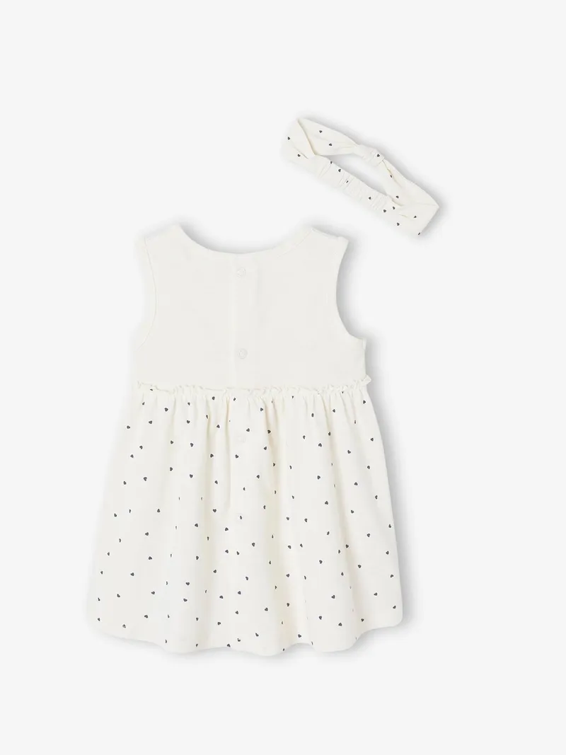 Vertbaudet Kleid mit Haarband für Mädchen Baby, Beige, – Produktbild 3 von 4