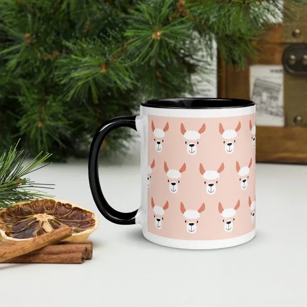 PepMelon Lama Tasse mit Farbe innen, Be Llamazing, lustige Lama Weihnachtstasse, Schwarz, – Produktbild 3 von 7