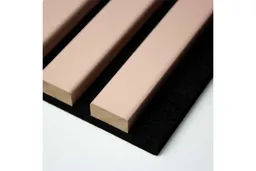 woodstore24 Akustikpaneele, schallabsorbierend, lachsfarbene Lamellen auf schwarzem Filz, Abmessung: 60 x 60 cm – Produktbild 1 von 1