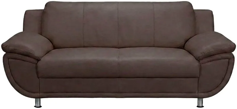 TRENDMANUFAKTUR 3-Sitzer Rondo 207 cm, 3-Sitzer, komfortabel, Federkern optional, Chromfüße, wahlweise mit Federkern, pflegeleichte Bezügen, Unser Dauertiefpreis, Braun, – Produktbild 3 von 5