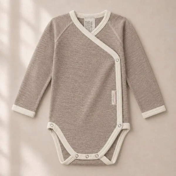 comazo|earth comazo|earth Baby Body aus Wolle-Seide Mix | GOTS zertifiziert, Nougat-melange, – Produktbild 1 von 4