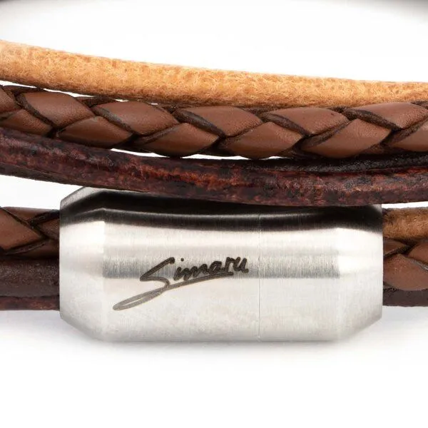 Simaru Simaru Echtleder- /Wickelarmband für Damen & Herren mit Magnetverschluss, Hellbraun, – Produktbild 3 von 5