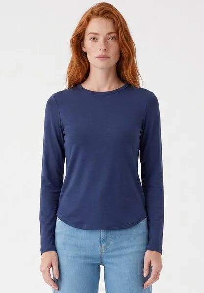 ORGANICATION ORGANICATION Slim-Fit-Longsleeve aus Bio-Baumwolle, Soft navy, – Produktbild 1 von 4