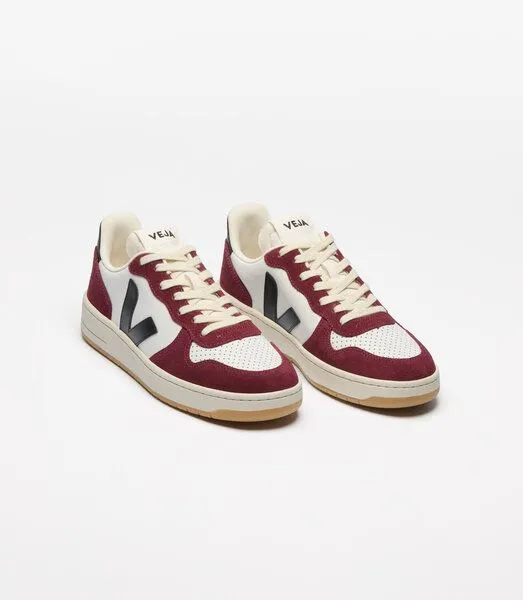 Veja Veja Damen-Sneaker V-10 Prime Leather White Black Amarante – Produktbild 2 von 4