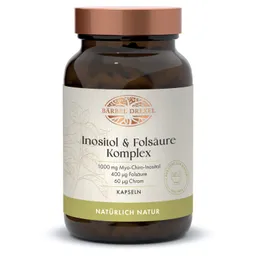 Inositol & Folsäure Komplex 1000 mg Myo-Chiro-Inositol, 400 µg Folsäure, 60 µg Chrom. Mit veganem Vitamin D3 & natürlichem B-Komplex – Produktbild 1 von 1