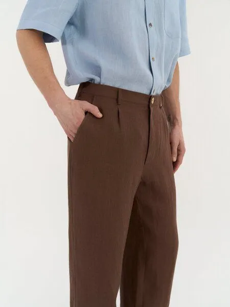 AmourLinen AmourLinen Klassische Leinenhose für Herren CEDAR, Kakao (braun), – Produktbild 2 von 2