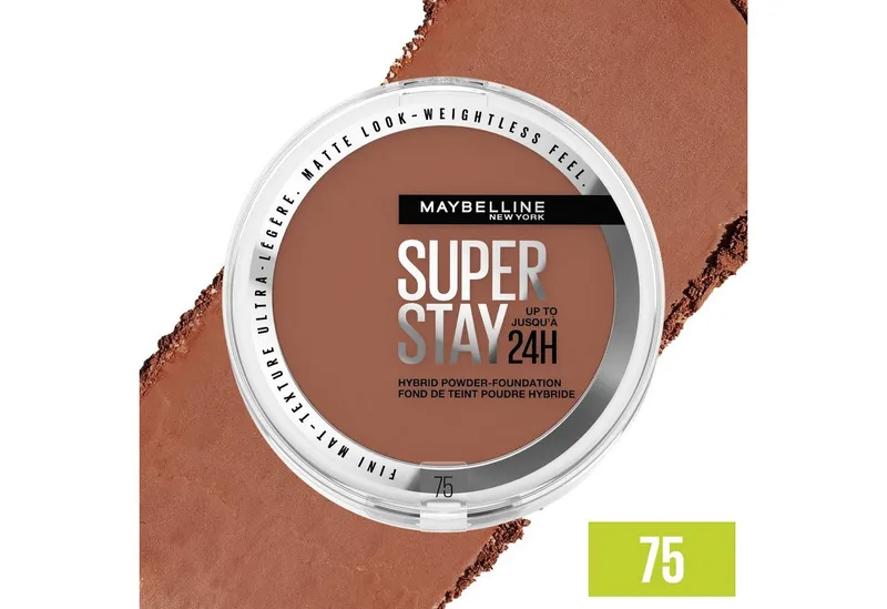 MAYBELLINE NEW YORK Foundation SUPER STAY HYBRID POWDER, mattes Finish mit Airbrush Effekt, dank leichter Pigmente, Beige, – Produktbild 7 von 8