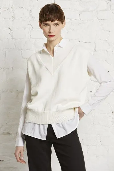 Wunderwerk Wunderwerk V-knit slip over, Weiss (108 - wool white), – Produktbild 2 von 4
