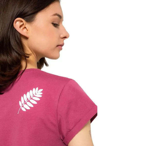 Spangeltangel Spangeltangel Damenshirt "Vogelbeerblätter", T-Shirt, gedrucktes florales Motiv, für Frauen, Rosa, – Produktbild 2 von 4