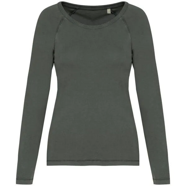 Greenspired Greenspired Umweltfreundliches Raglan-Langarmshirt für Damen 180g/m² XS - XXL, Verwaschenes khaki, – Produktbild 1 von 2