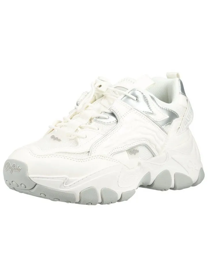 Buffalo Buffalo Sneaker Lederimitat/Textil Sneaker, Silberfarben|weiß, – Produktbild 1 von 5