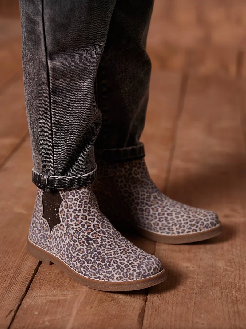 Vertbaudet Vertbaudet Mädchen Boots mit Reißverschluss, Beige leo, – Produktbild 1 von 4