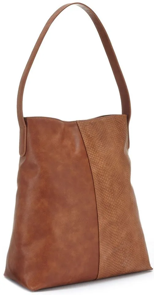 Vivance by Lascana Shopper Schultertasche, Handtasche, Einkaufstasche, Damentasche (2-tlg), mit kleiner herausnehmbarer Innentasche VEGAN, Braun, – Produktbild 4 von 5