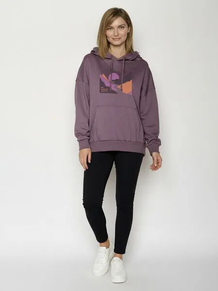 GreenBomb GREENBOMB River Sundown Mello - Lässiger Hoodie aus Bio-Baumwolle / hochwertiger Print / GOTS / Fair & Vegan, Lila (moorberry), – Produktbild 3 von 4