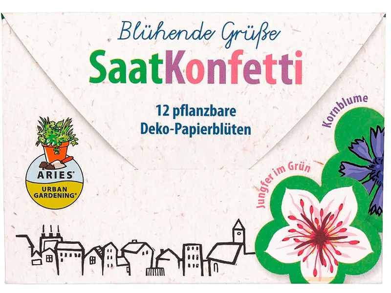Aries Aries 12 Bio-Saatkonfettiblüten "Blühende Grüße" – Produktbild 1 von 1